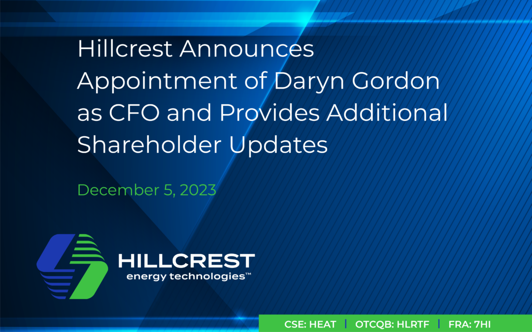 Hillcrest Announces Appointment of Daryn Gordon as CFO