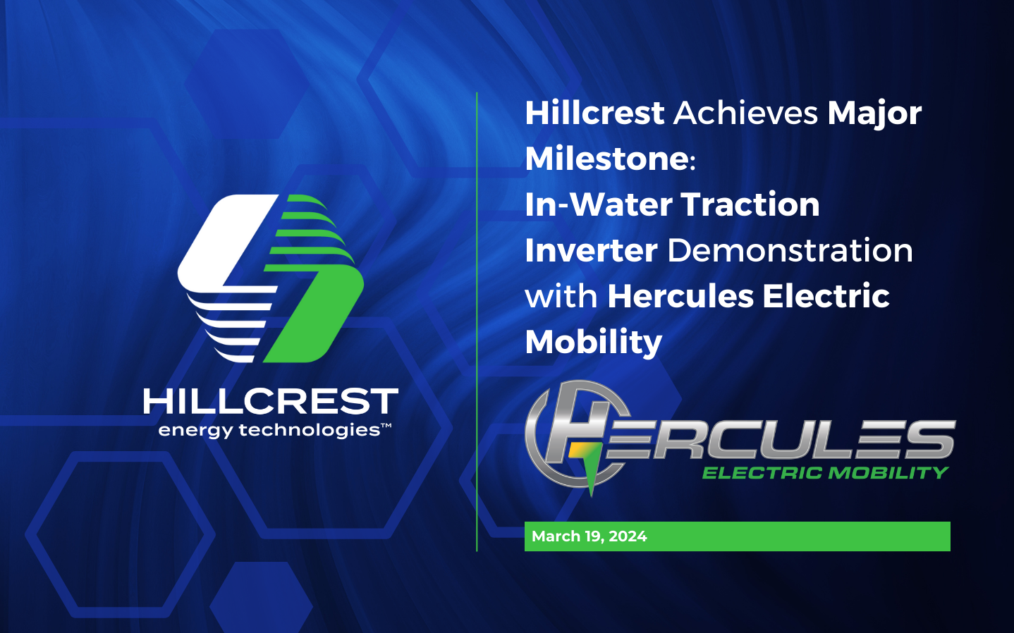 Hillcrest Achieves Major Milestone InWater Traction Inverter